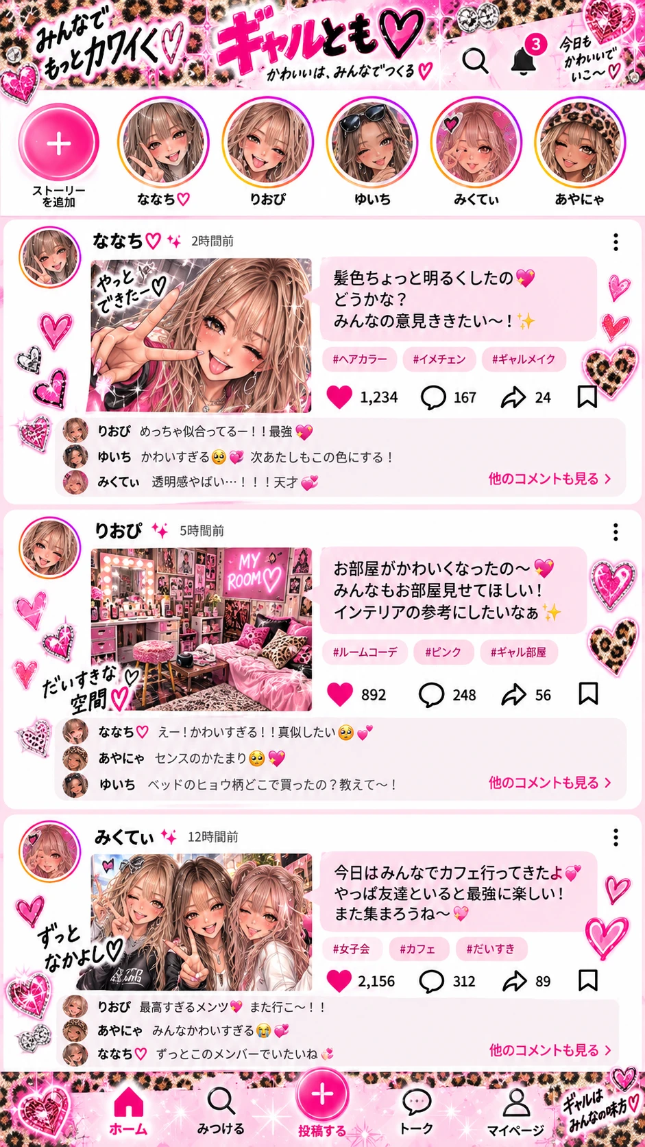 マブダチ同士が写真やコメントをシェアして応援し合うSNSフィード